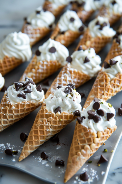 Chocolate Chip Cannoli Cones: A Sweet Delight