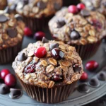 Chocolate Cranberry Oat Muffins