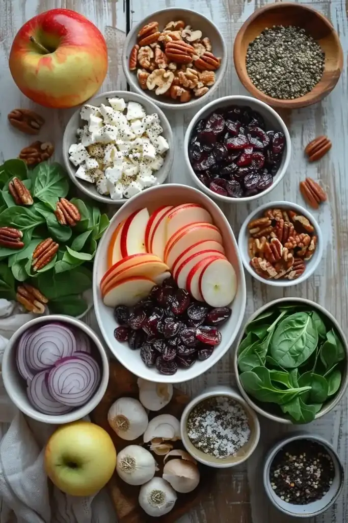 Salade de pommes, de noix de pécan et de feta