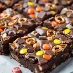 Candy Bar Pretzel Brownies