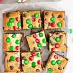 Christmas M&M Cookie Cheesecake Bars Recipe