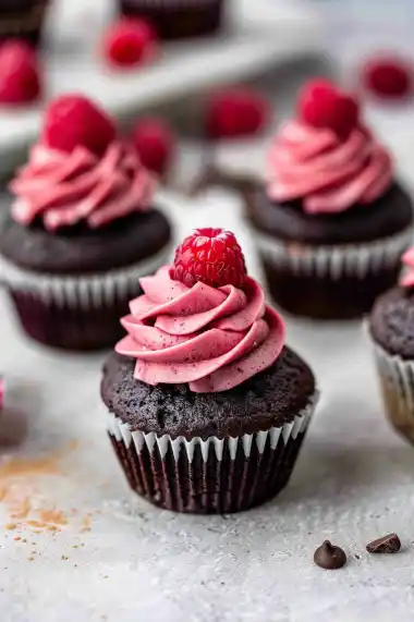 Raspberry Rose Chocolate Cupcakes