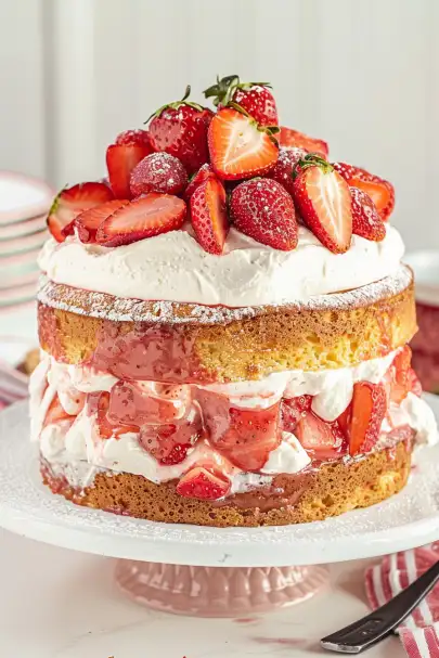 Strawberry Whipped Cream Cake Recipe