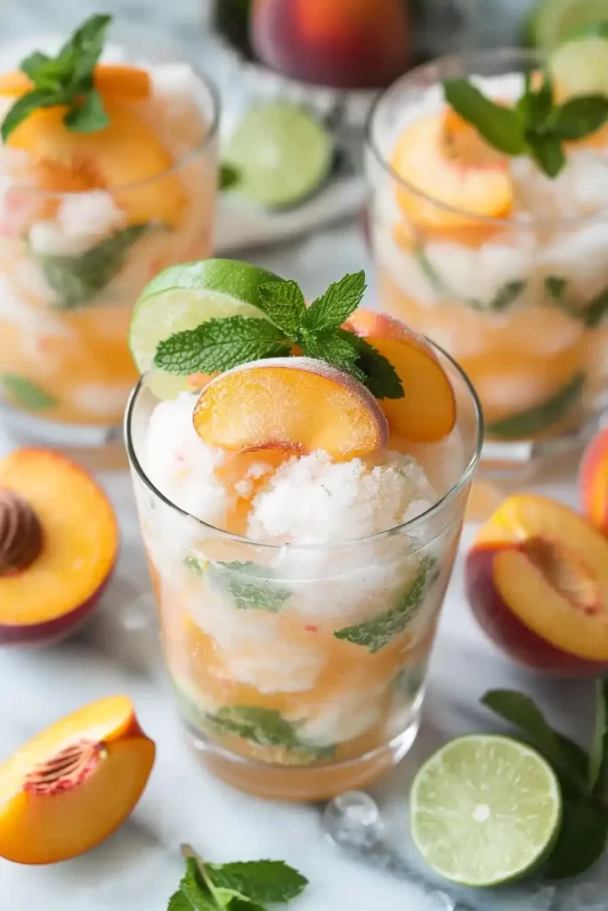 Peach Sorbet Mojito Float recipe