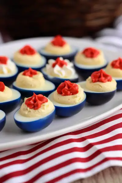 Red White and Blue Deviled Eggs Recipe