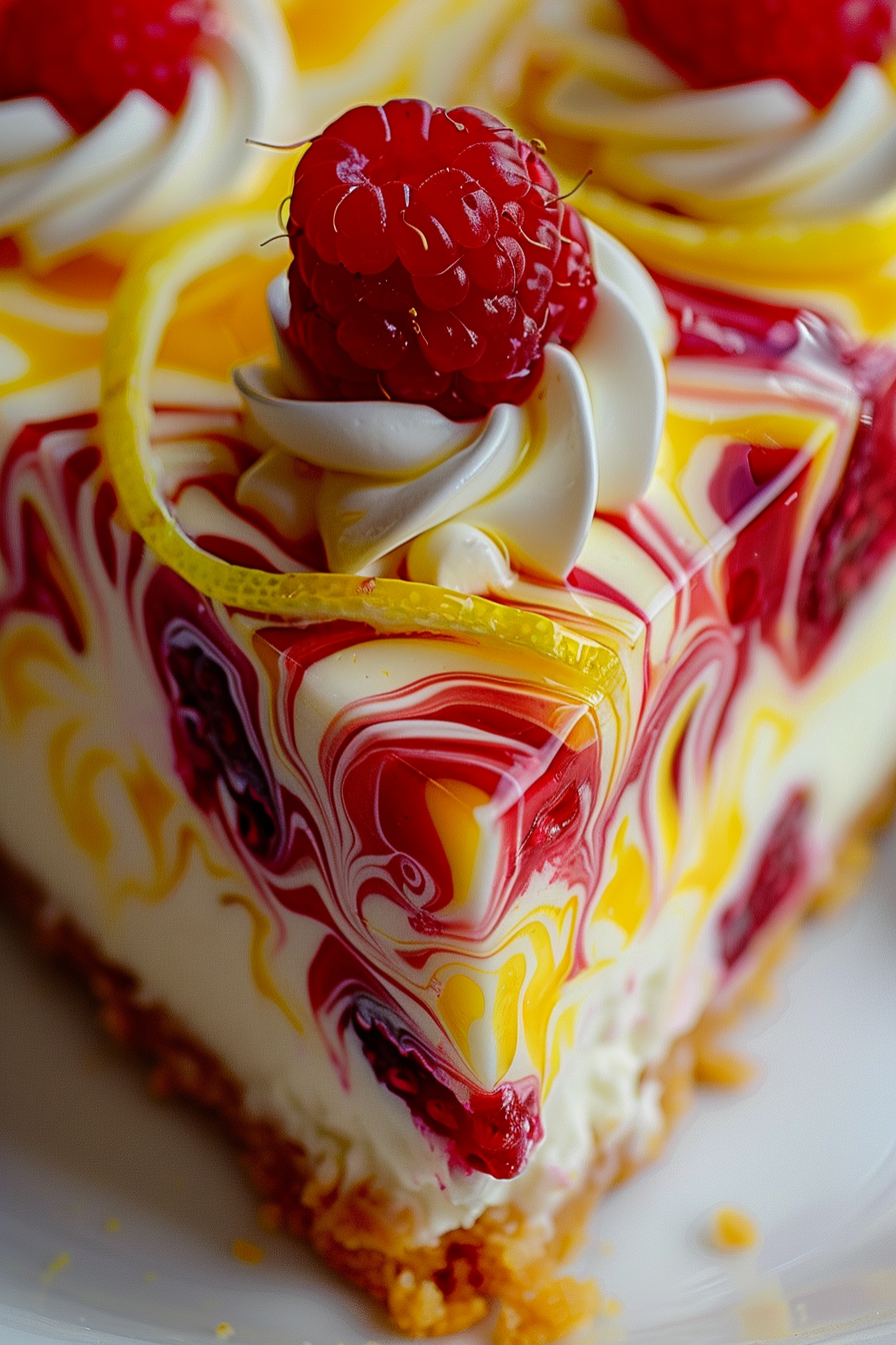 Luscious Lemon Raspberry Swirl Cheesecake