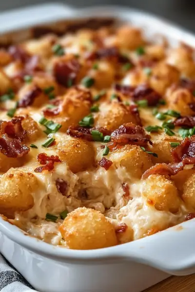 Chicken Bacon Ranch Tater Tot Casserole