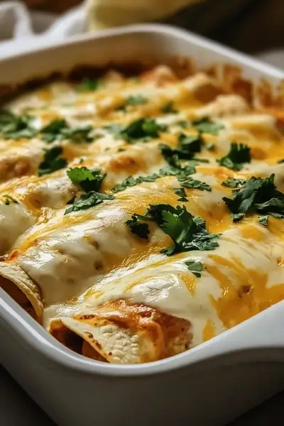 Chicken Enchiladas with Sour Cream White Sauce