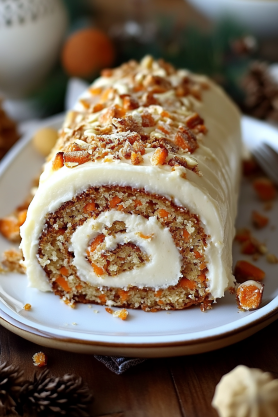 Carrot Cake Roll with Cream Cheese Frosting