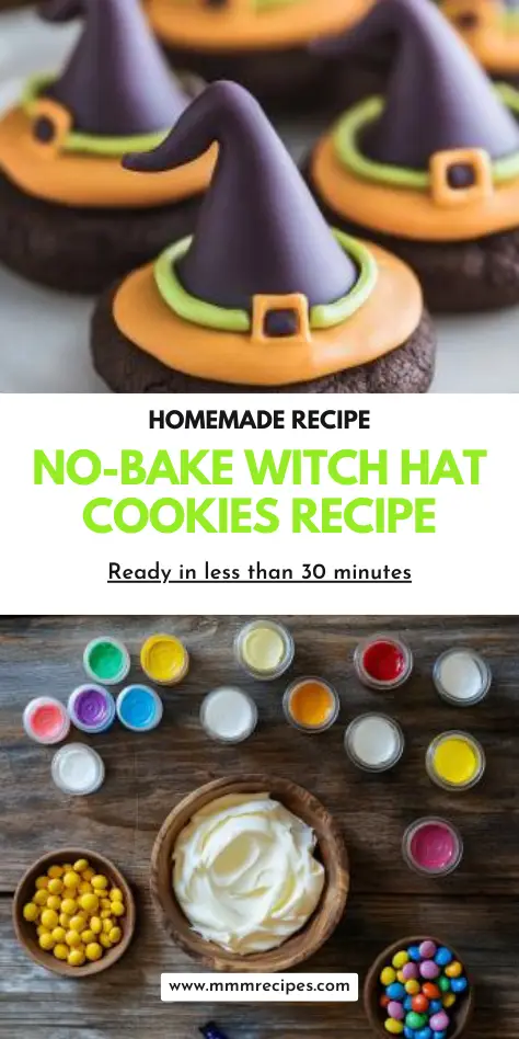 Witch Hat Cookies – Fun, No-Bake Halloween Treats! Just 5 ingredients and 30 minutes to make. Perfect for Halloween parties!