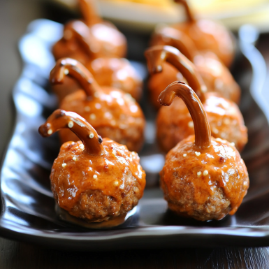 Buffalo Meatball Pumpkins – The Perfect Halloween Appetizer for Your Fall Parties!