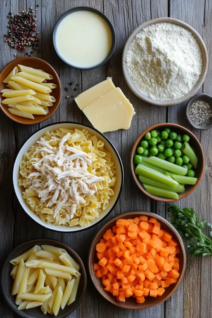 Chicken Pot Pie Pasta ingredients