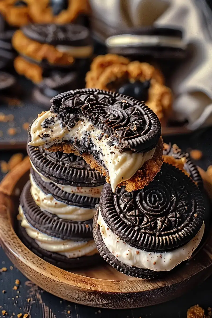 Cookies & Cream Cheesecake Deep-Fried Oreos