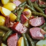 Crockpot Ham, Green Beans, and Potatoes