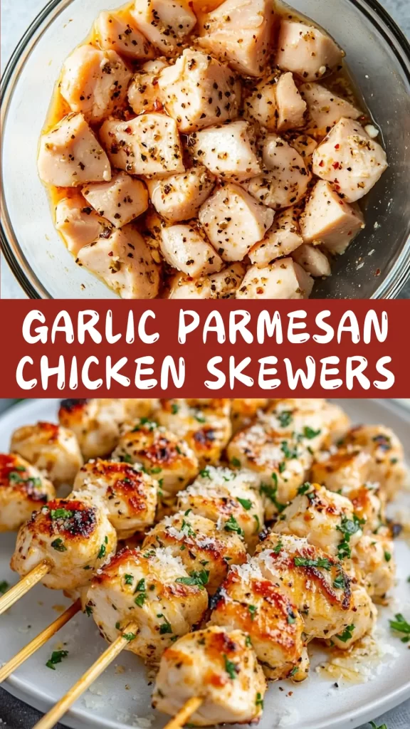 Garlic Parmesan Chicken Skewers 