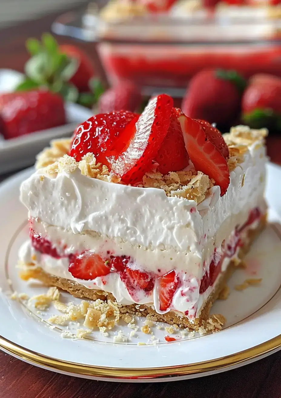 No-Bake Strawberry Cheesecake Lasagna