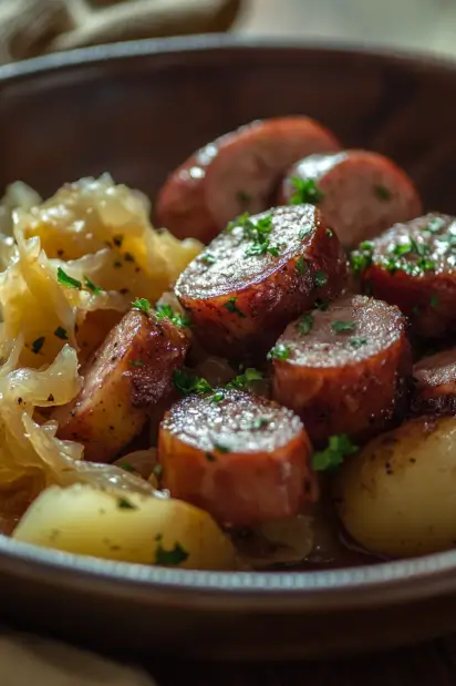 Polish Sausage, Sauerkraut, and Potatoes