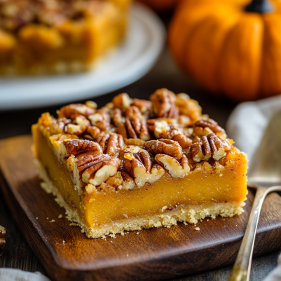 Pumpkin Pecan Custard Pie Bars