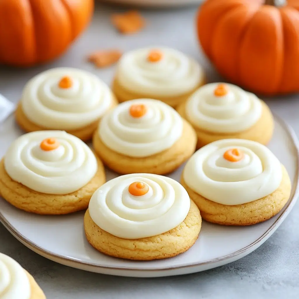 Pumpkin Sugar Cookies with Cream Cheese Frosting
