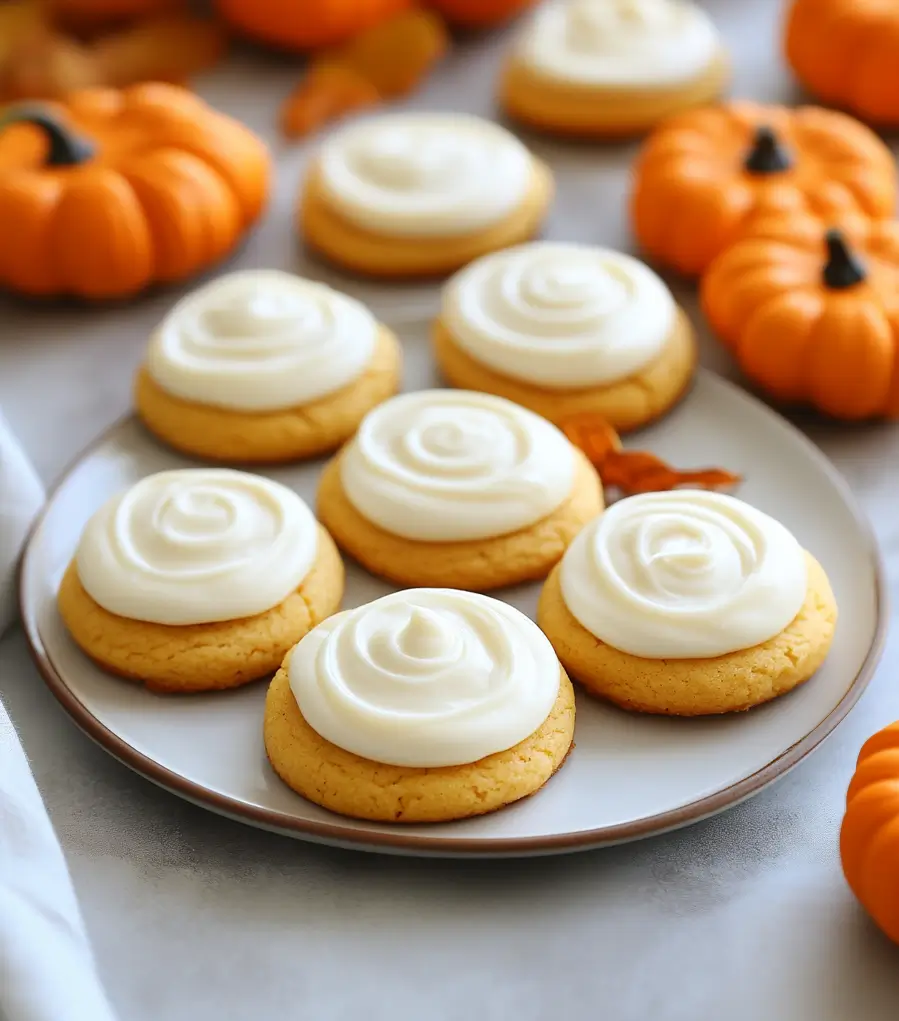 Pumpkin Sugar Cookies with Cream Cheese Frosting
