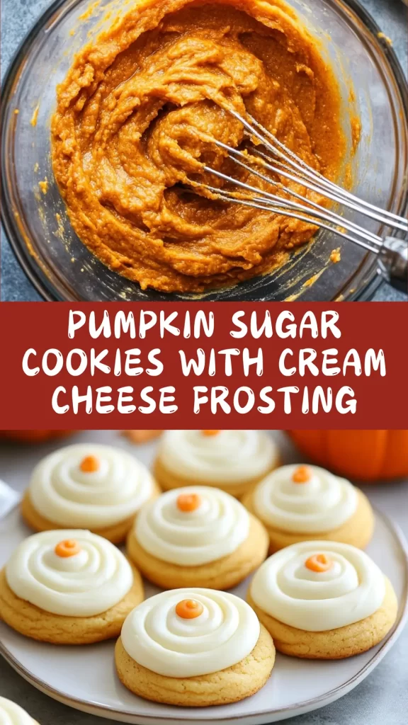 Pumpkin Sugar Cookies with Cream Cheese Frosting
