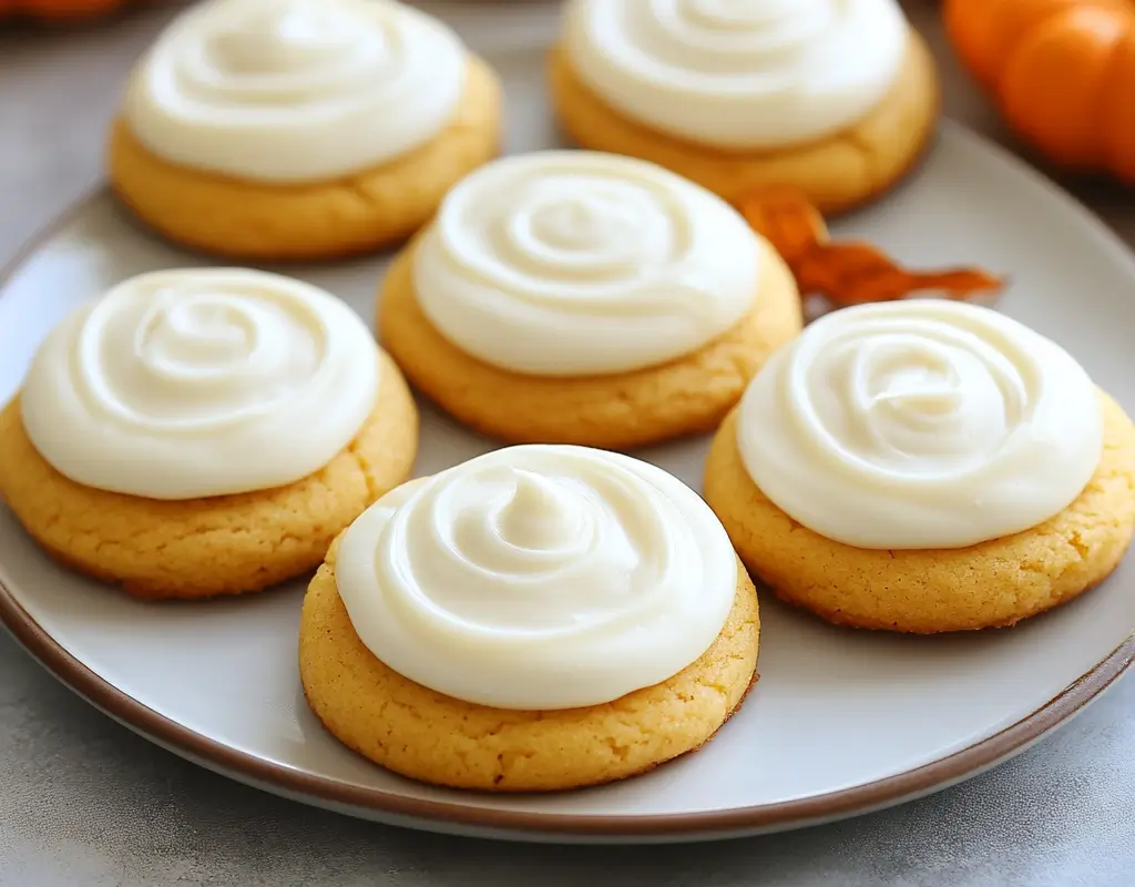 Pumpkin Sugar Cookies with Cream Cheese Frosting