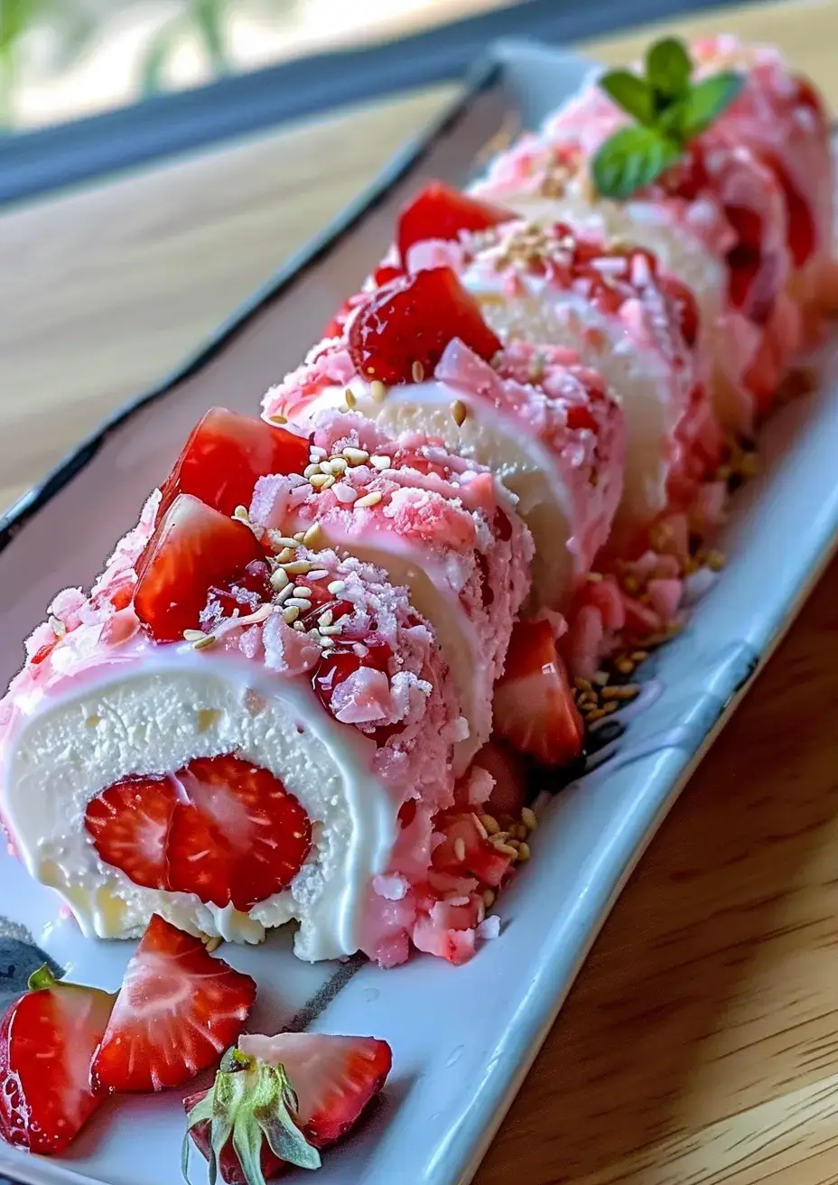 Strawberry Shortcake Cheesecake Dessert Sushi Rolls