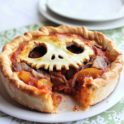 Deep Dish Pizza Pot Pie – A comforting and customizable dinner with a flaky crust and savory fillings. Perfect for a cozy night in!

