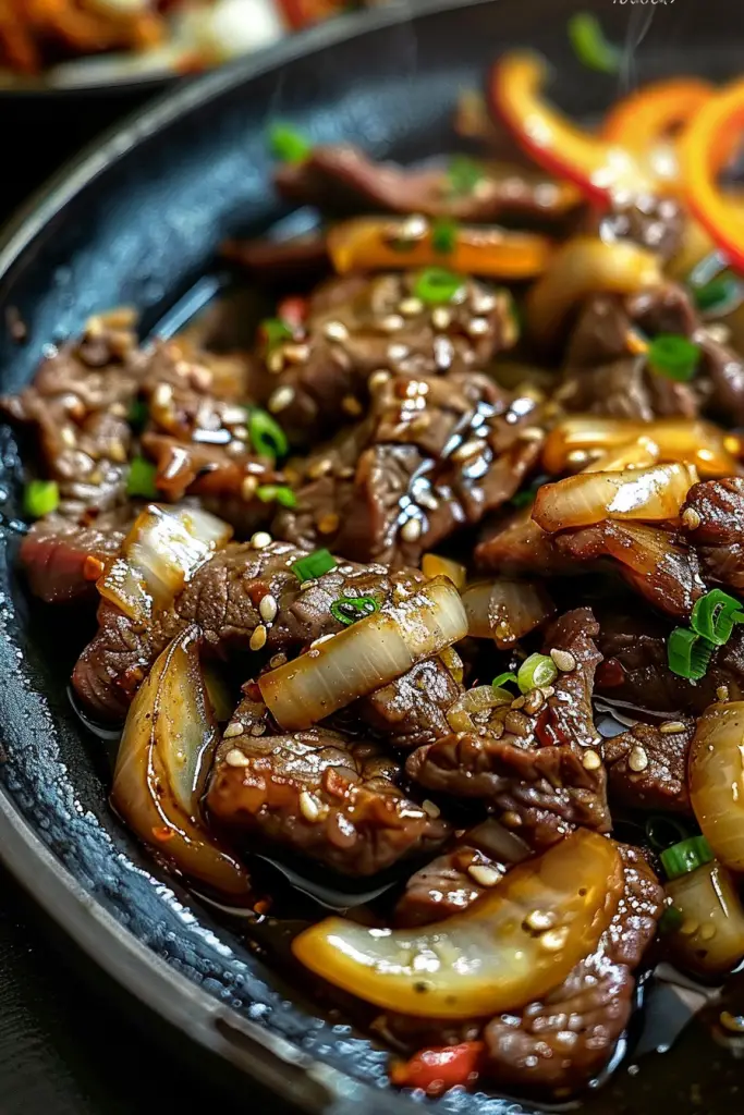 Sizzling Chinese Pepper Steak with Onions 