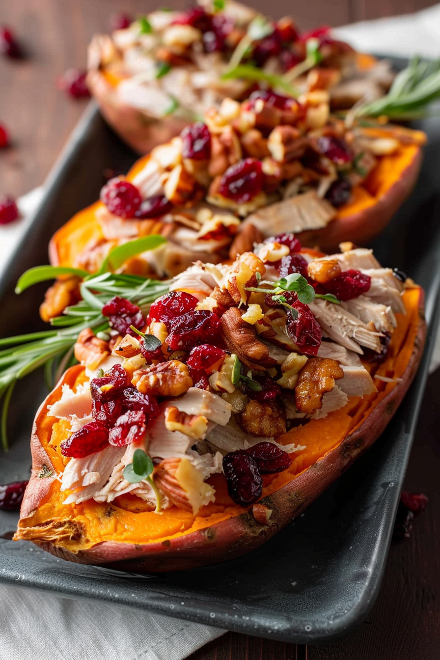 Roast Turkey and Cranberry Stuffed Sweet Potatoes