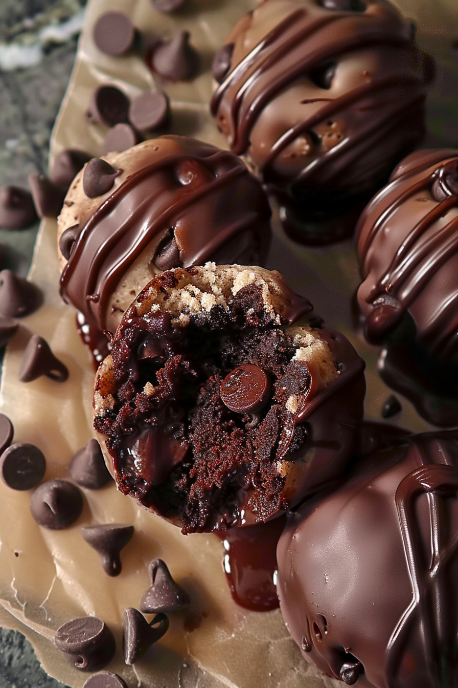 Chocolate Chip Cookie Dough Brownie Bombs