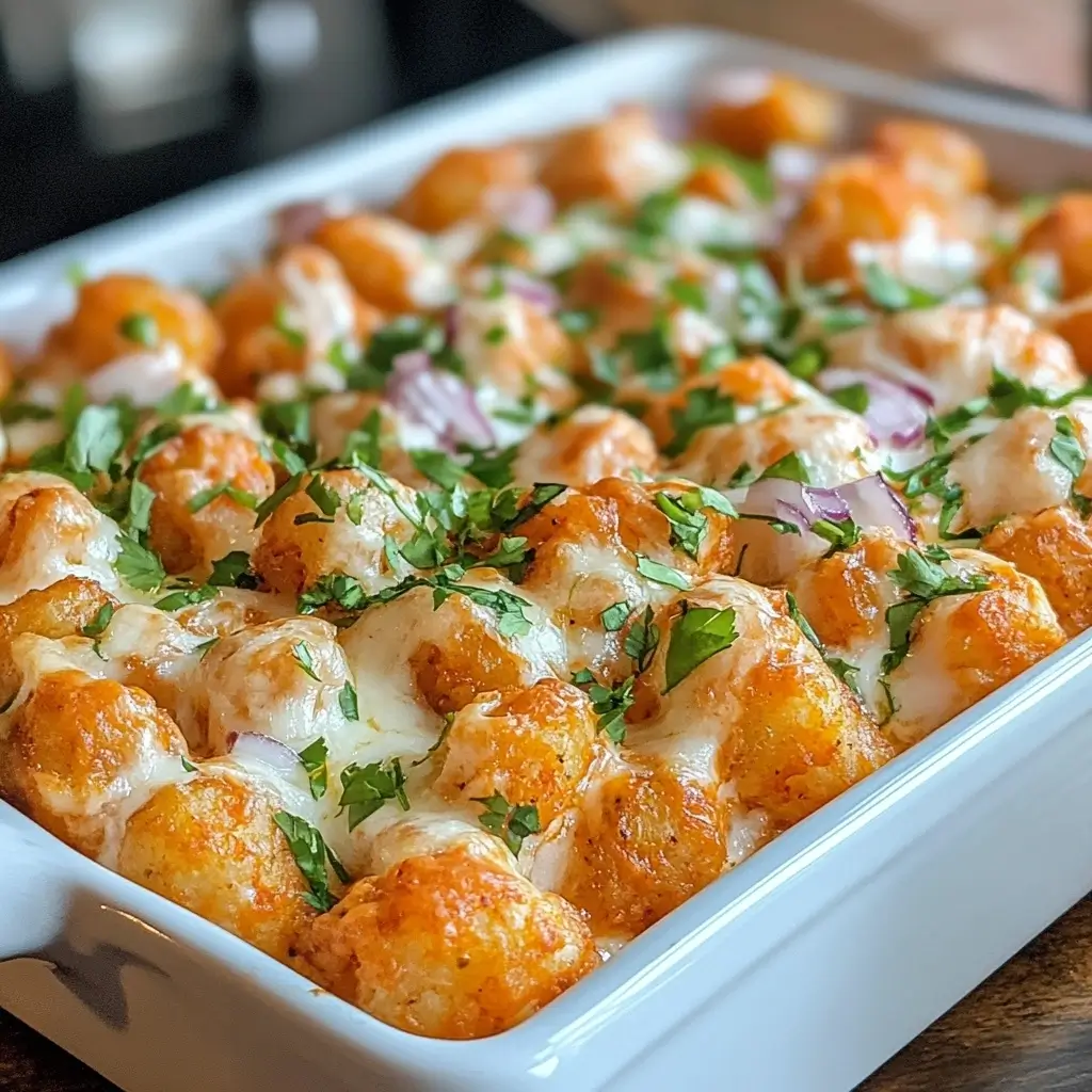 Buffalo Chicken Tater Tot Casserole  
