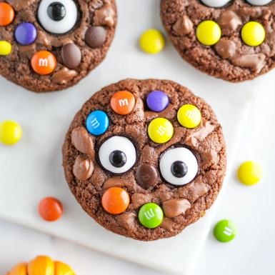 Easy Brownie Mix Halloween Monster Cookies