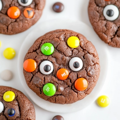 Easy Brownie Mix Halloween Monster Cookies