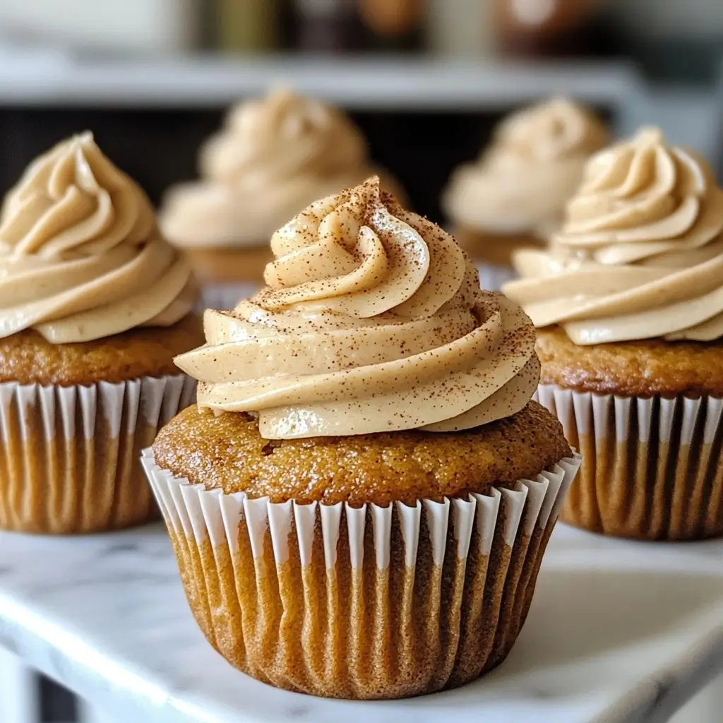 Pumpkin Latte Cupcakes with Cinnamon Brown Sugar Frosting