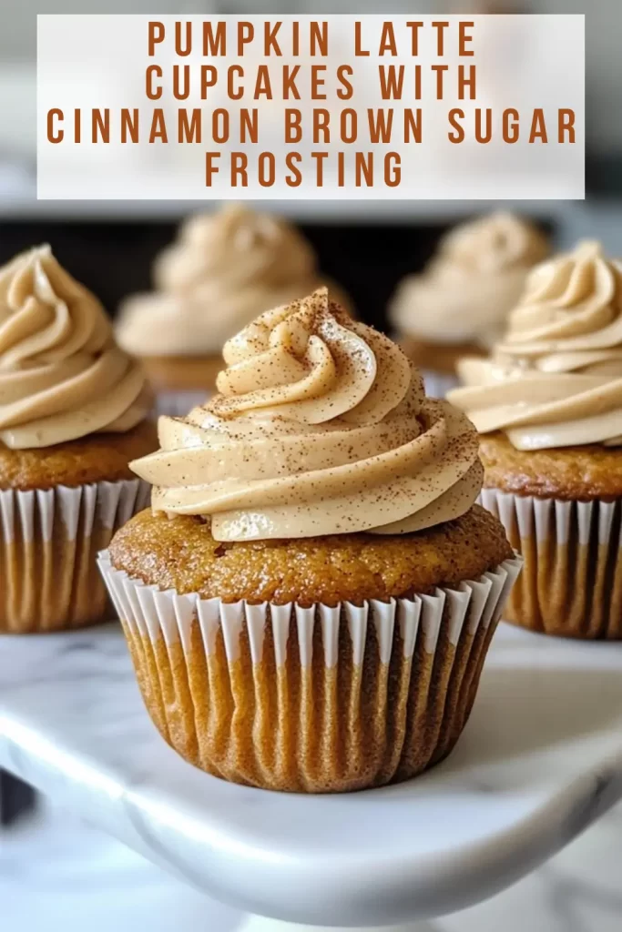 Pumpkin Latte Cupcakes with Cinnamon Brown Sugar Frosting 