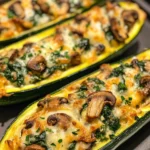 Spinach, Mushroom, and Ricotta Stuffed Zucchini Boats