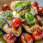 Grilled Chicken with Burst Cherry Tomatoes & Burrata