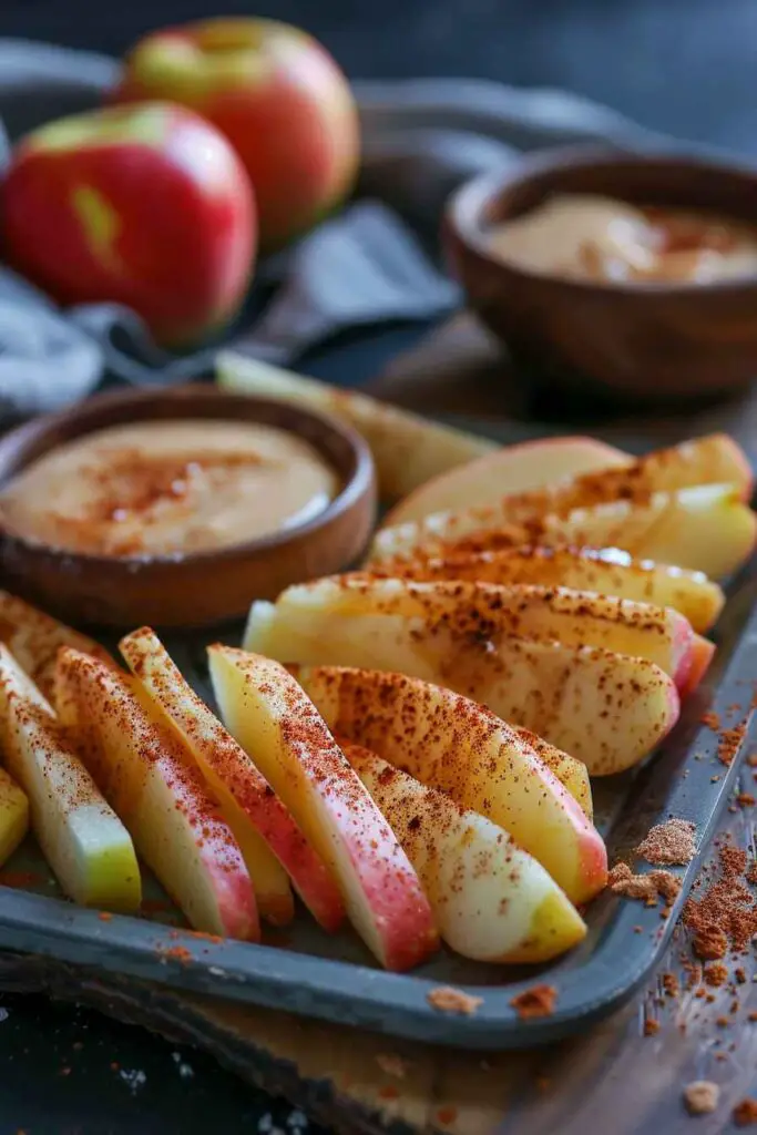 Oven Apple Wedges Fries with Caramel Cream Dipping Sauce