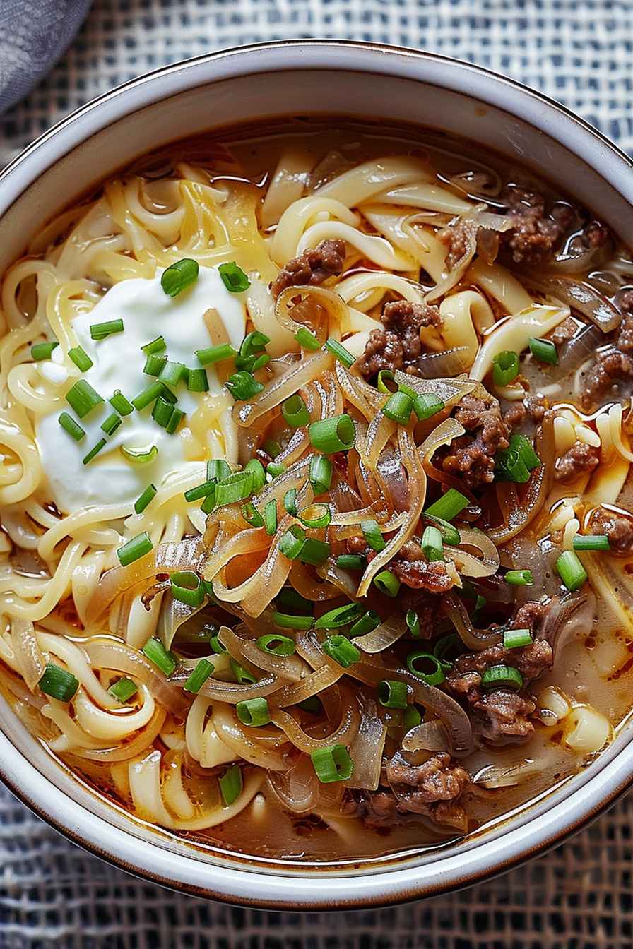 French Onion Beef and Noodles
