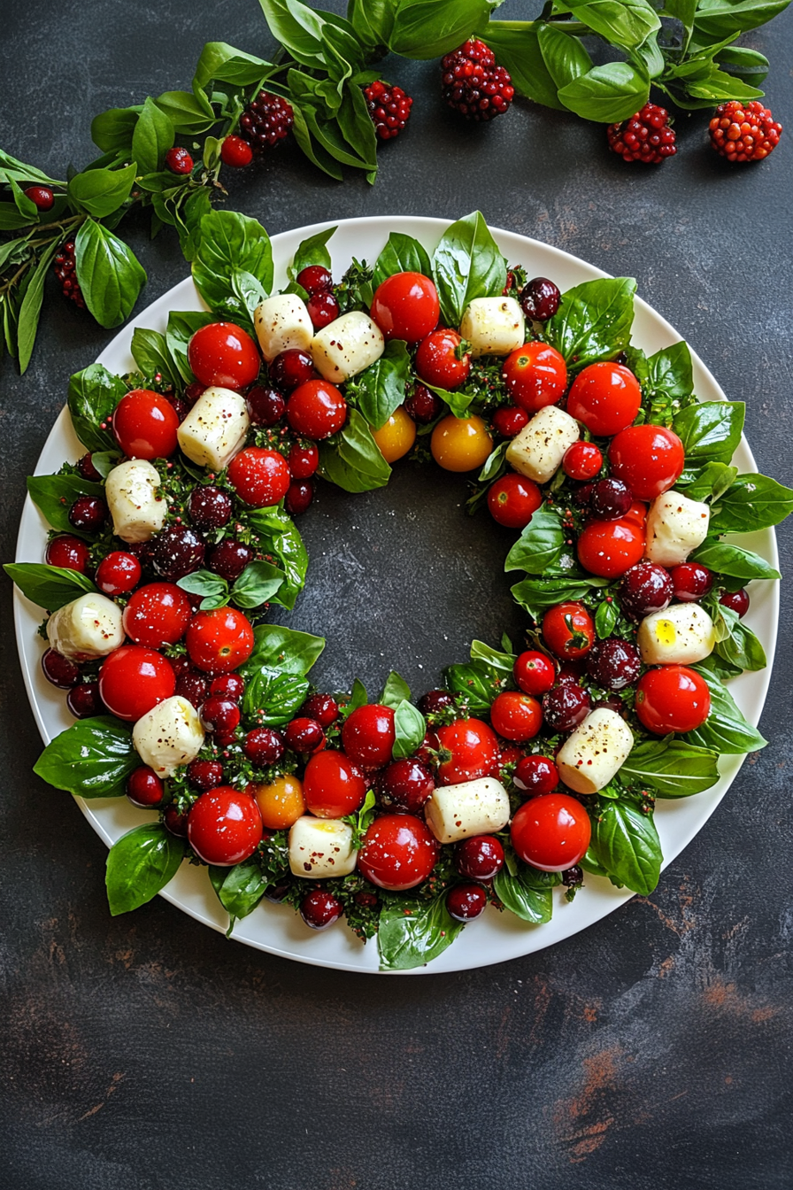 Christmas Caprese Wreath A Festive Holiday Delight Mmmrecipes Easy And Delicious Recipes