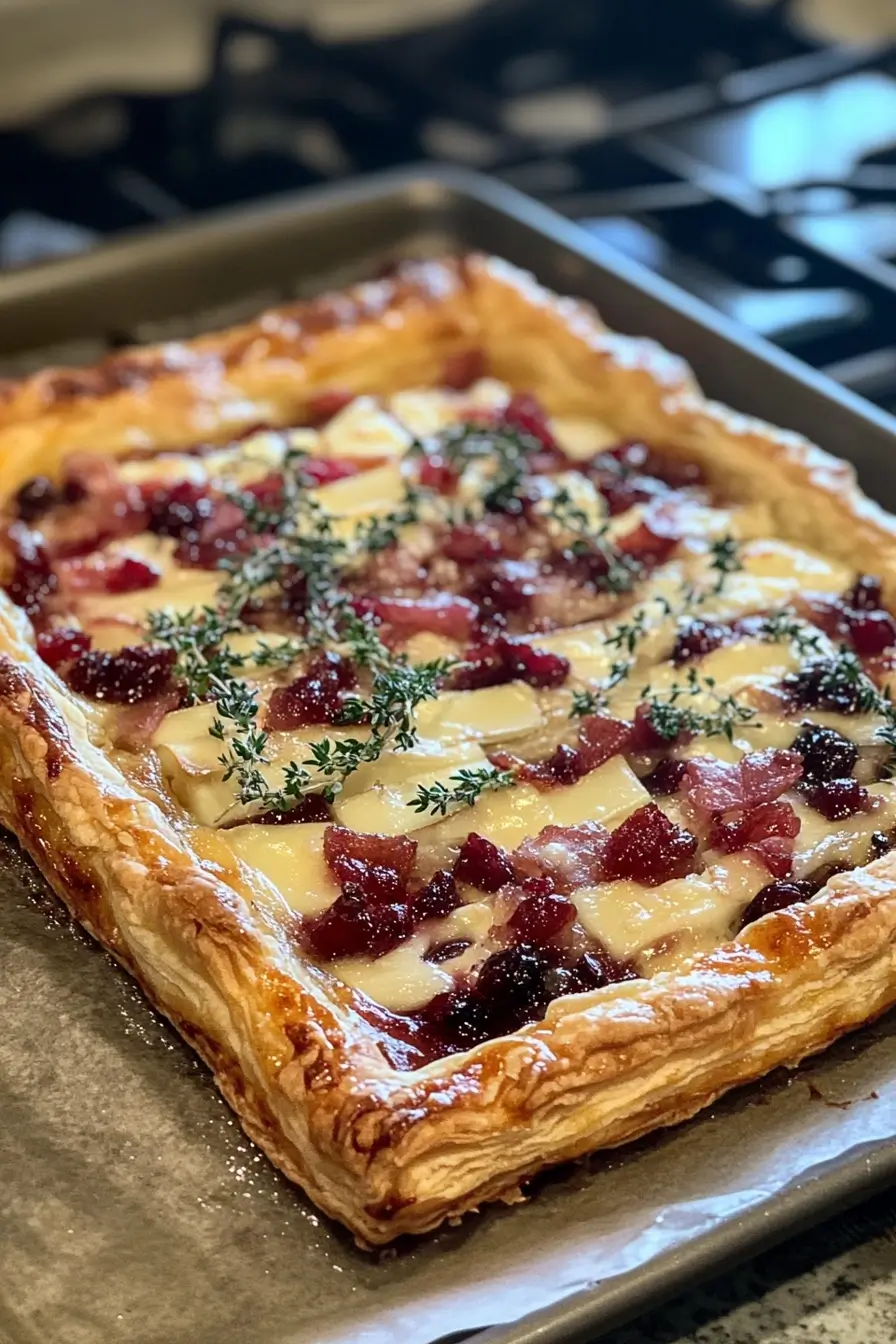 Cranberry Brie Tart with Pancetta & Thyme