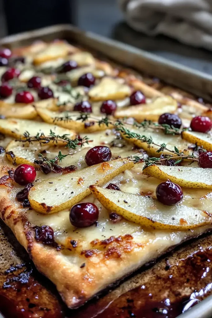 Roasted Pear, Cranberry, and Brie Flatbread