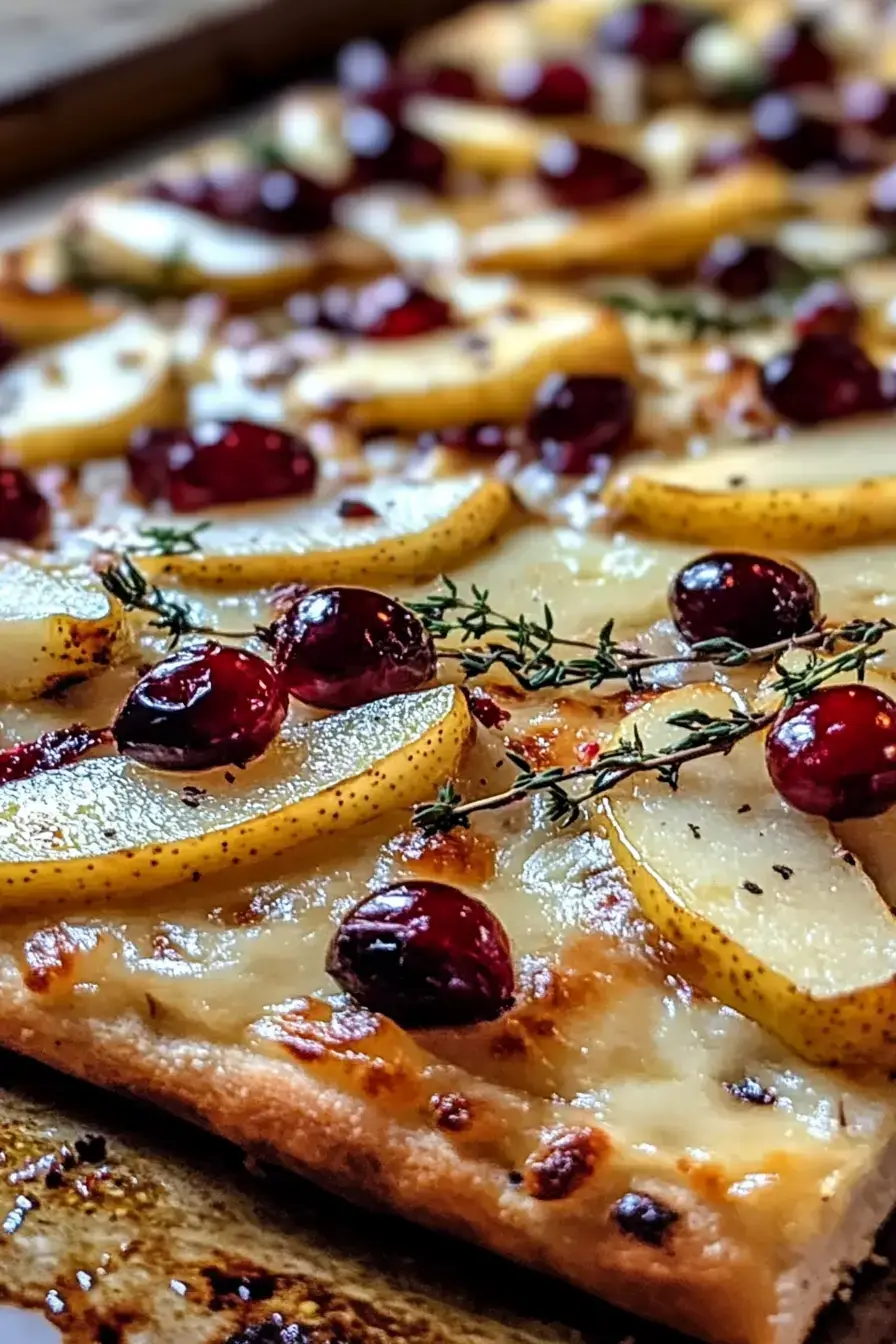Roasted Pear, Cranberry, and Brie Flatbread