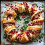 Christmas Bacon & Pomegranate Pastry Wreath