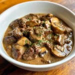 Creamy Crockpot Beef Tips & Mushrooms