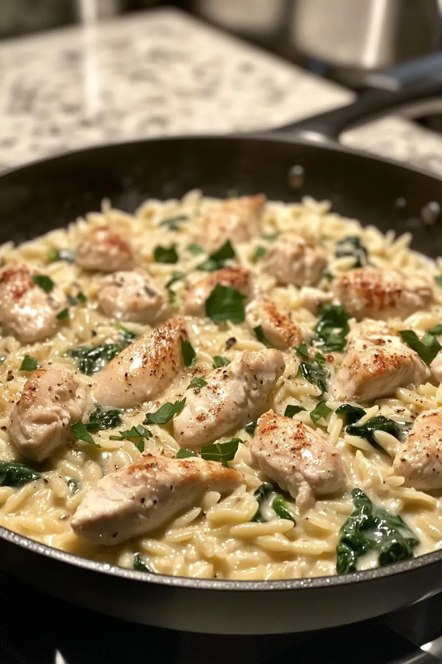 Creamy Ricotta Chicken and Orzo Skillet