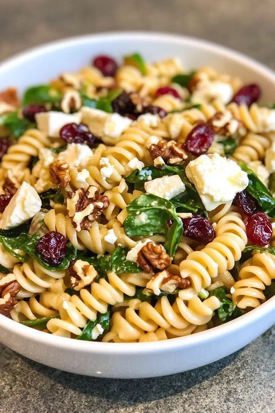Feta & Cranberry Fusilli Salad with Lemon Vinaigrette