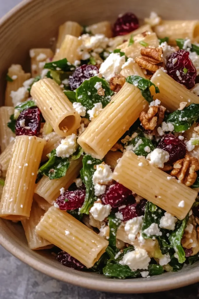 Feta & Cranberry Rigatoni Salad with Lemon Vinaigrette