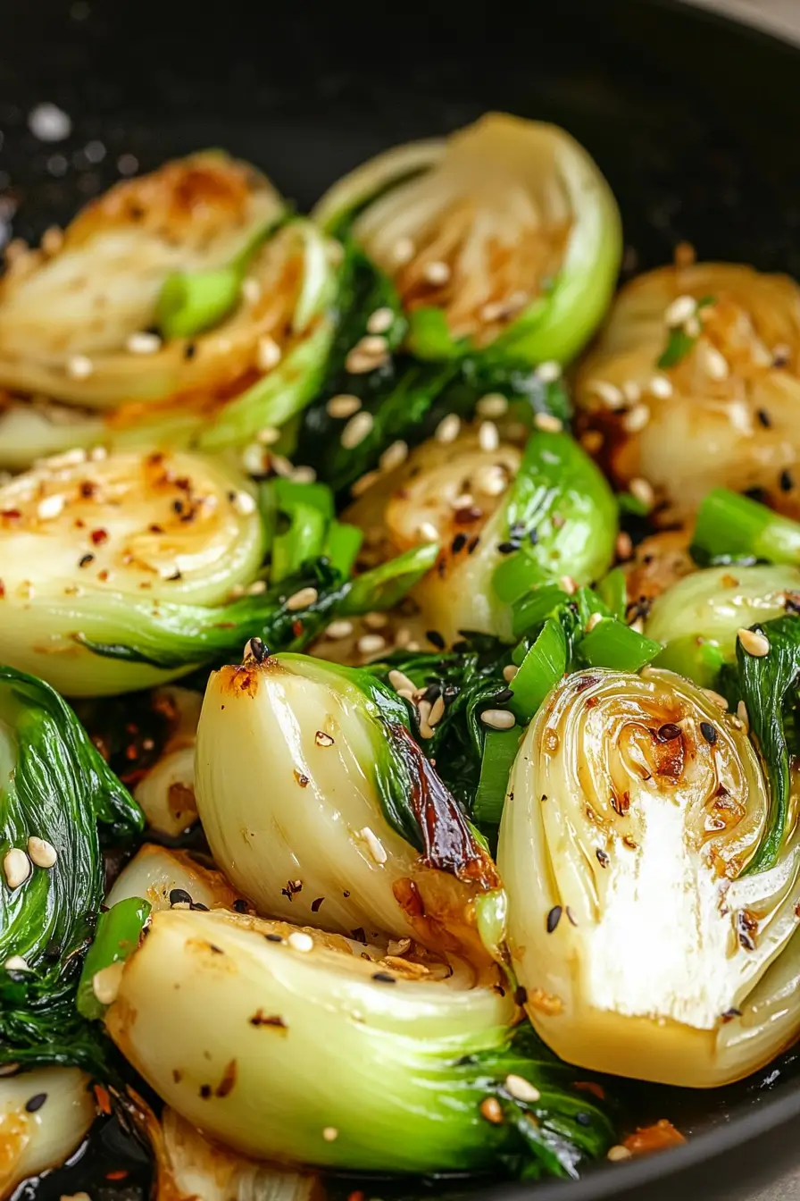 Garlic and Soy Glazed Pan-Seared Bok Choy